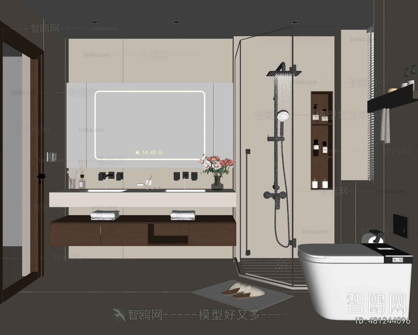 现代中古风卫生间浴室