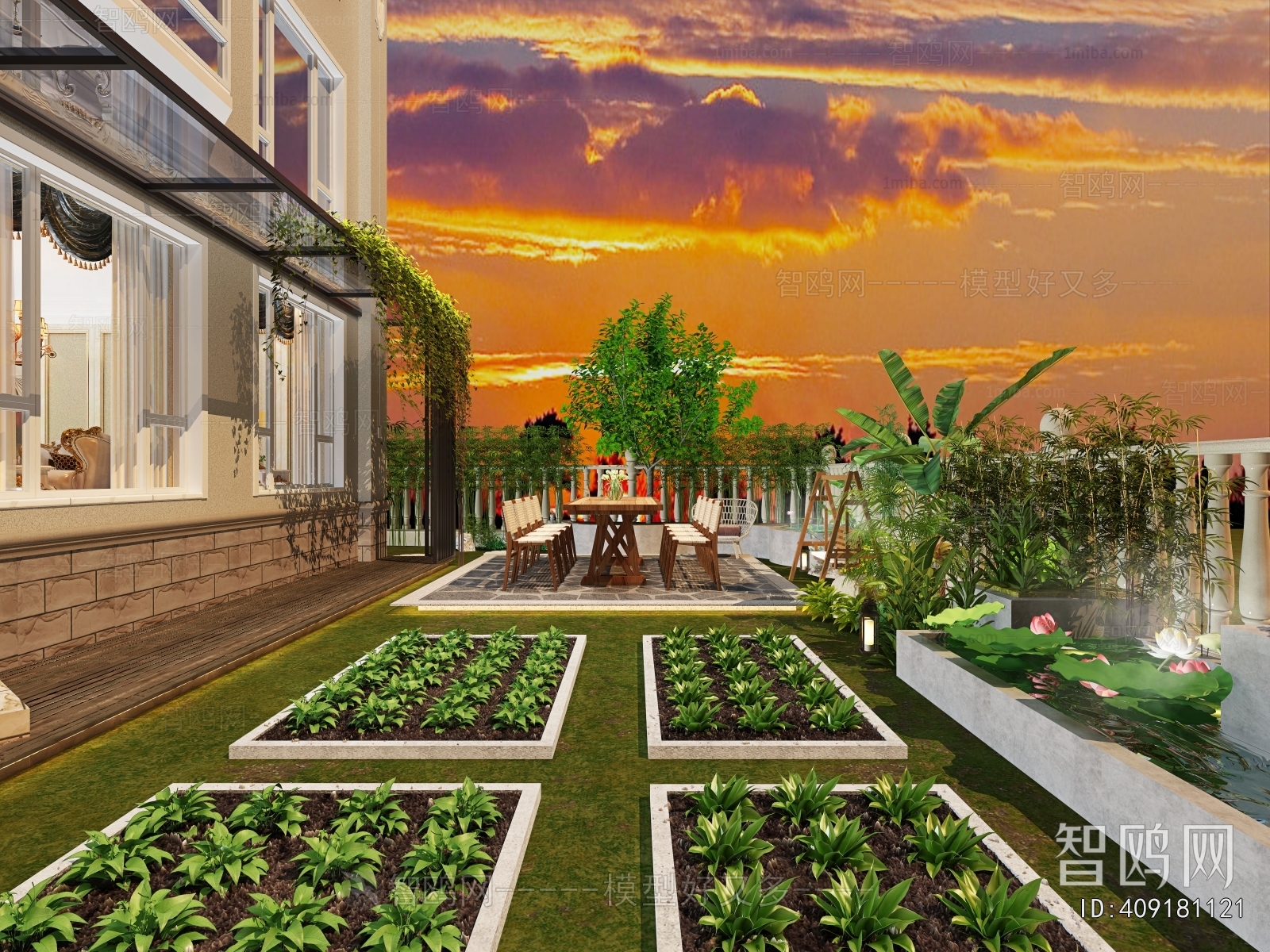 Simple European Style Courtyard/landscape