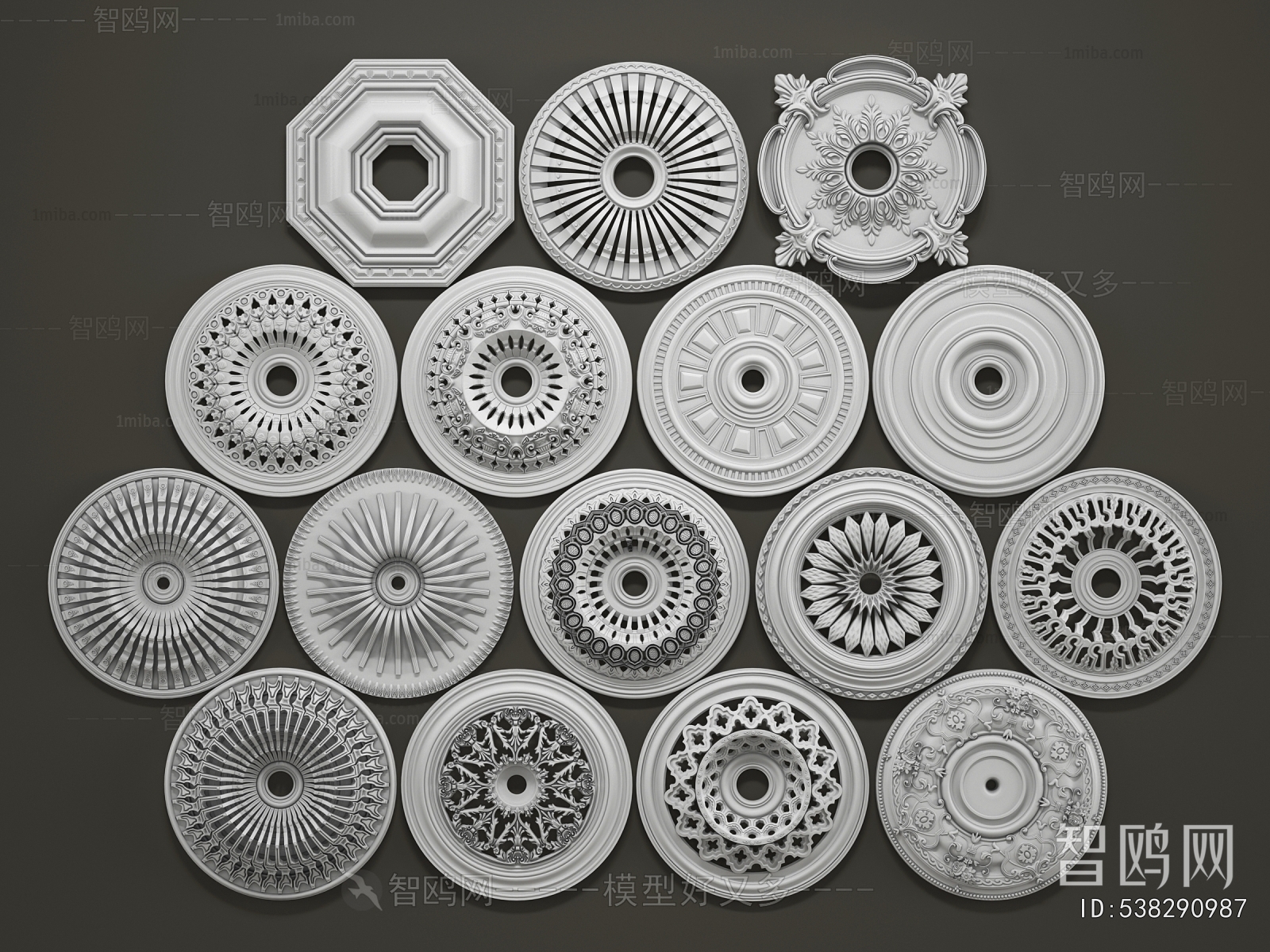 European Style Plaster Carved Top Plate