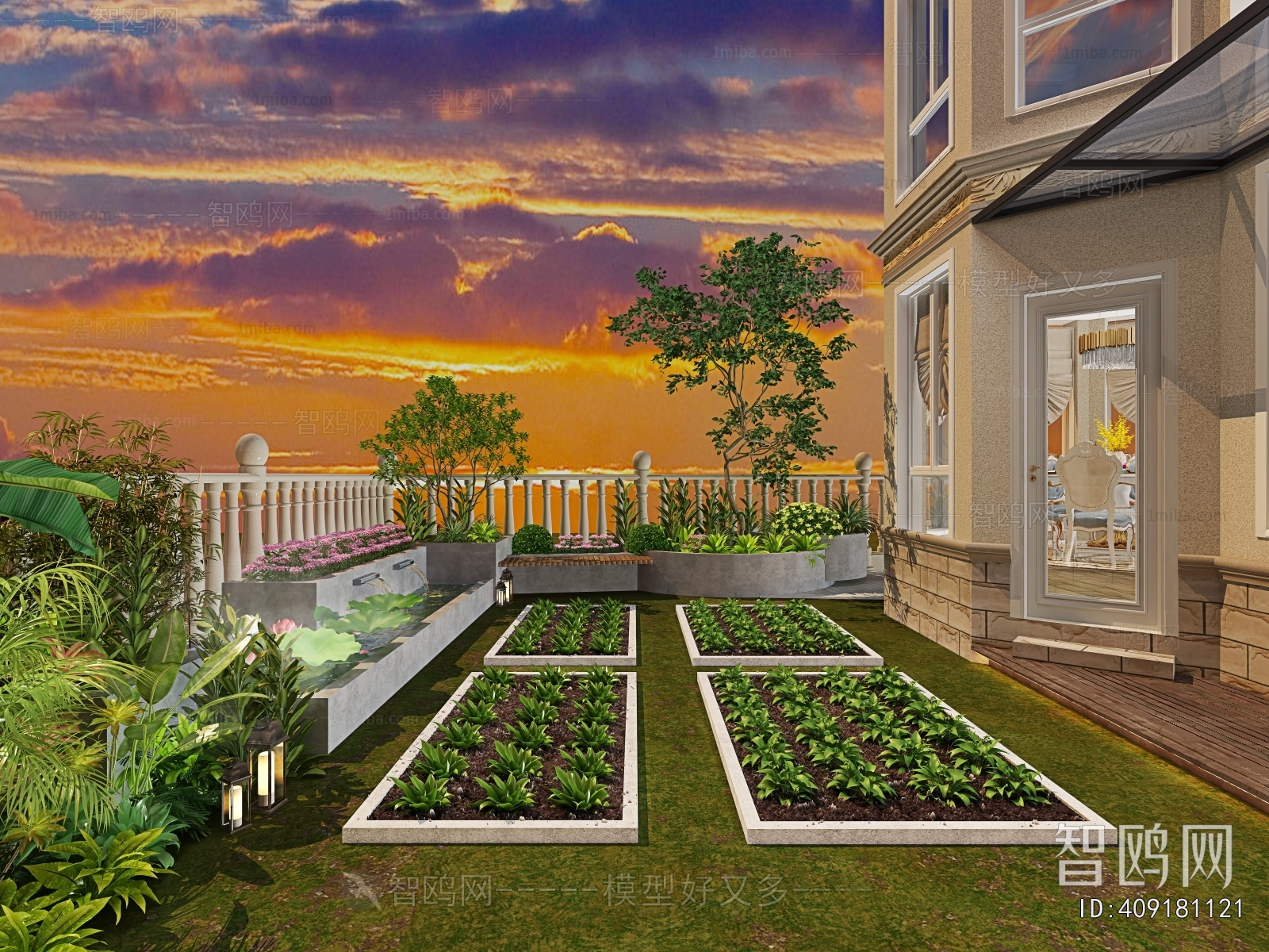 Simple European Style Courtyard/landscape