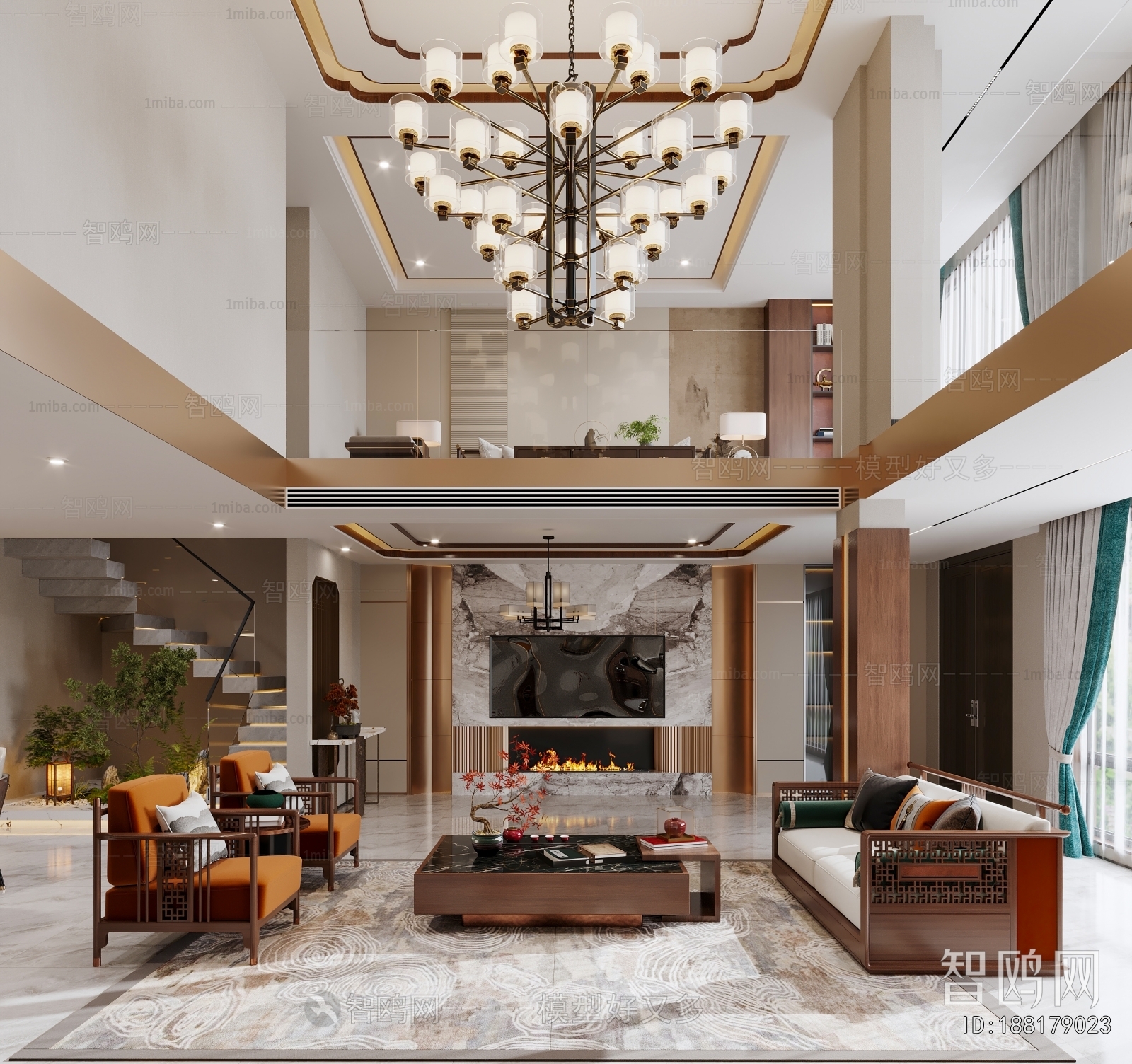 New Chinese Style A Living Room