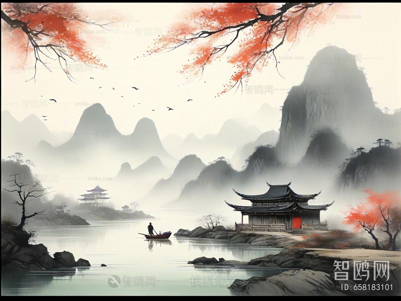 新中式山水装饰画