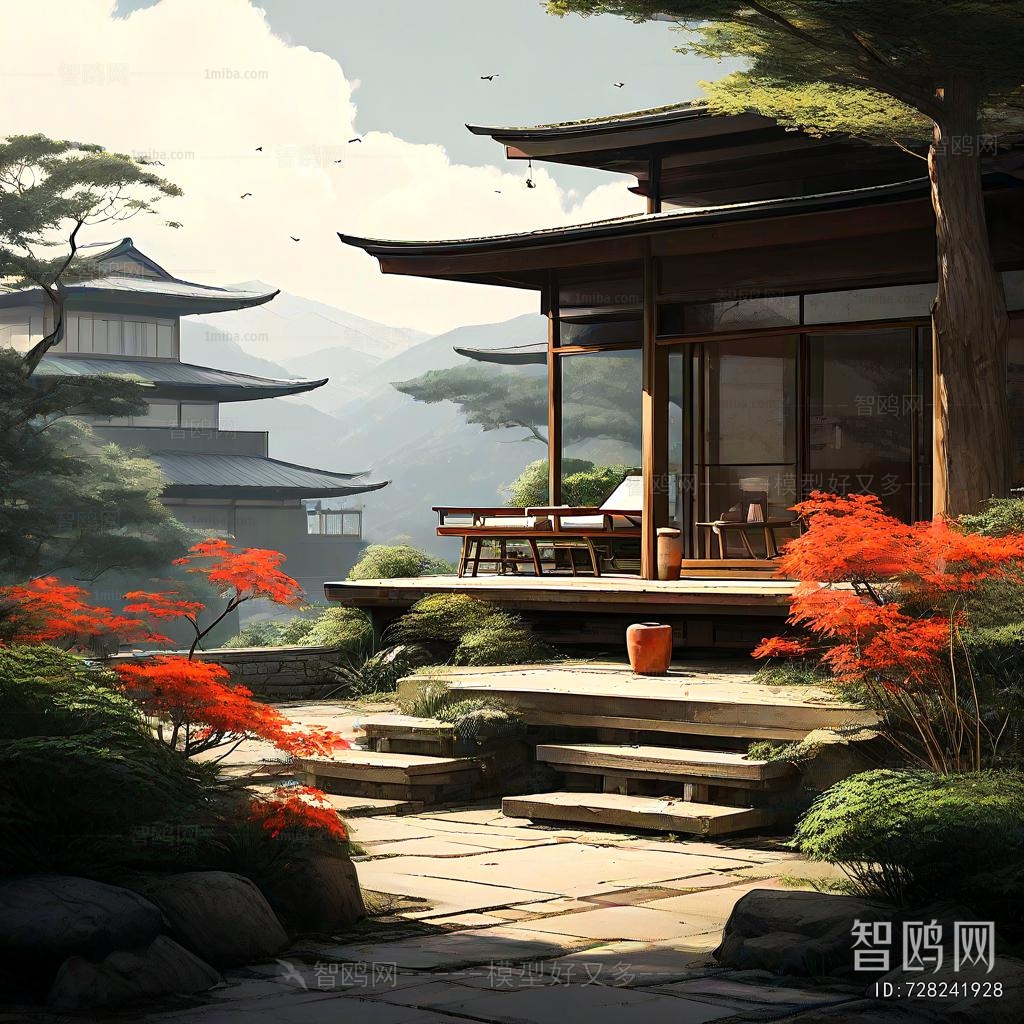 新中式建筑画