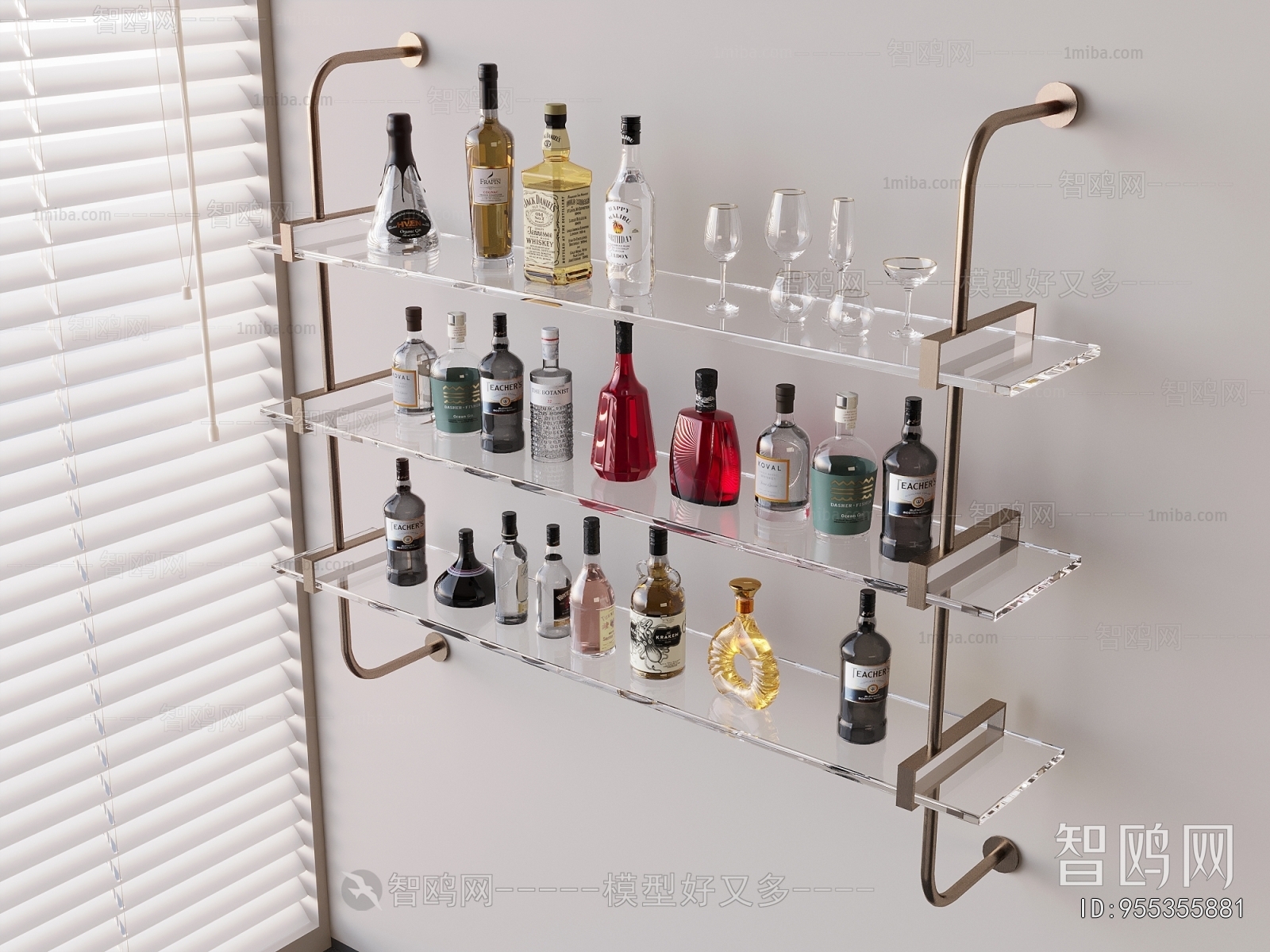 现代金属壁挂酒架