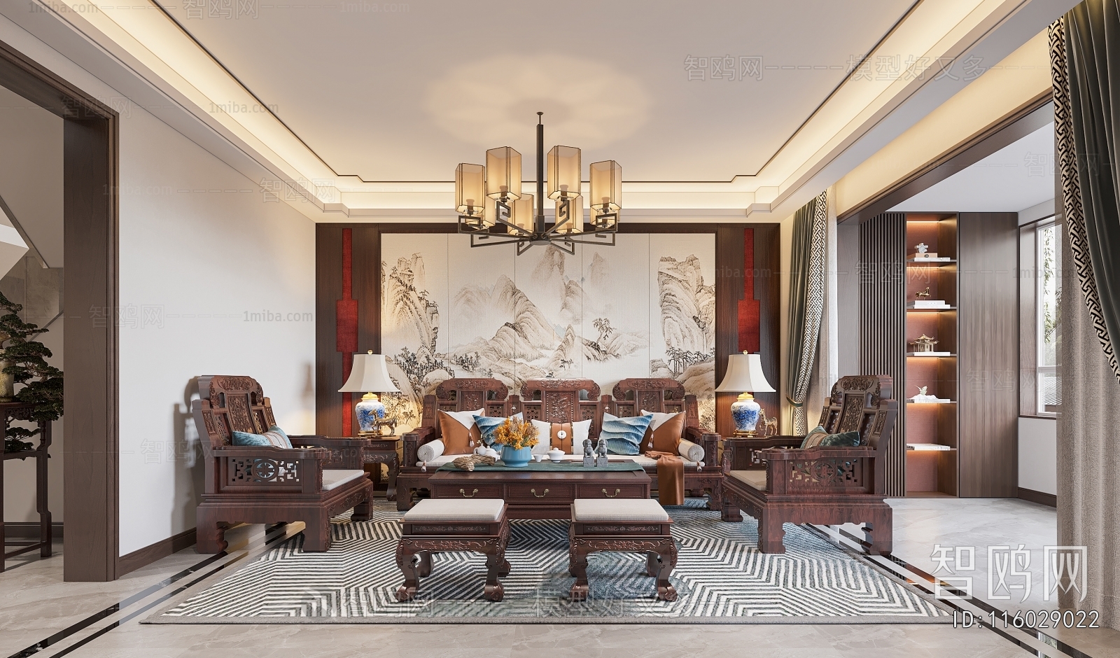 New Chinese Style A Living Room