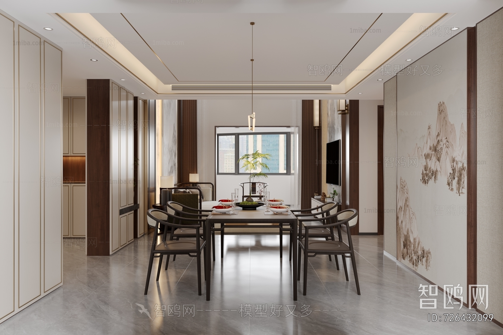 New Chinese Style A Living Room