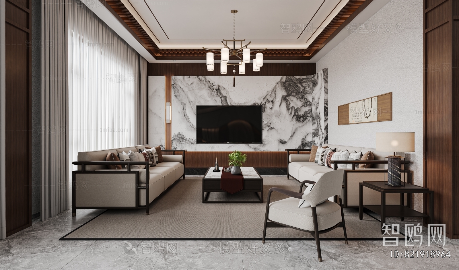 New Chinese Style A Living Room