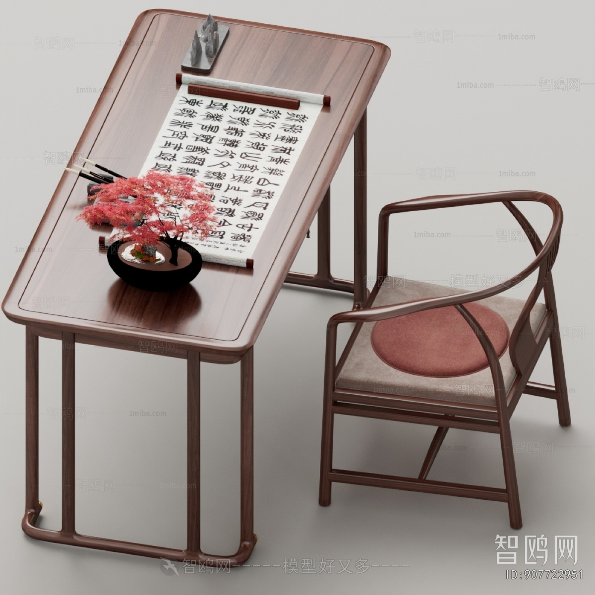 New Chinese Style Computer Desk And Chair