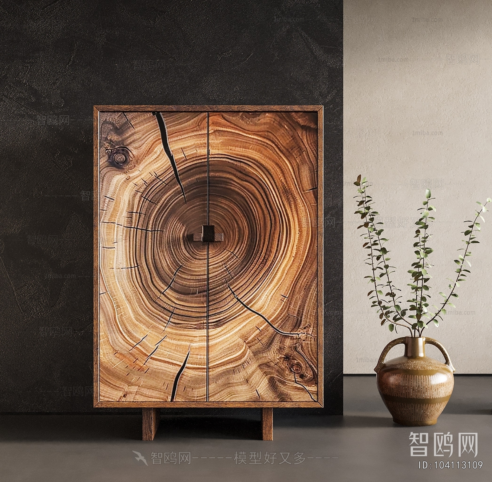 Wabi-sabi Style Side Cabinet