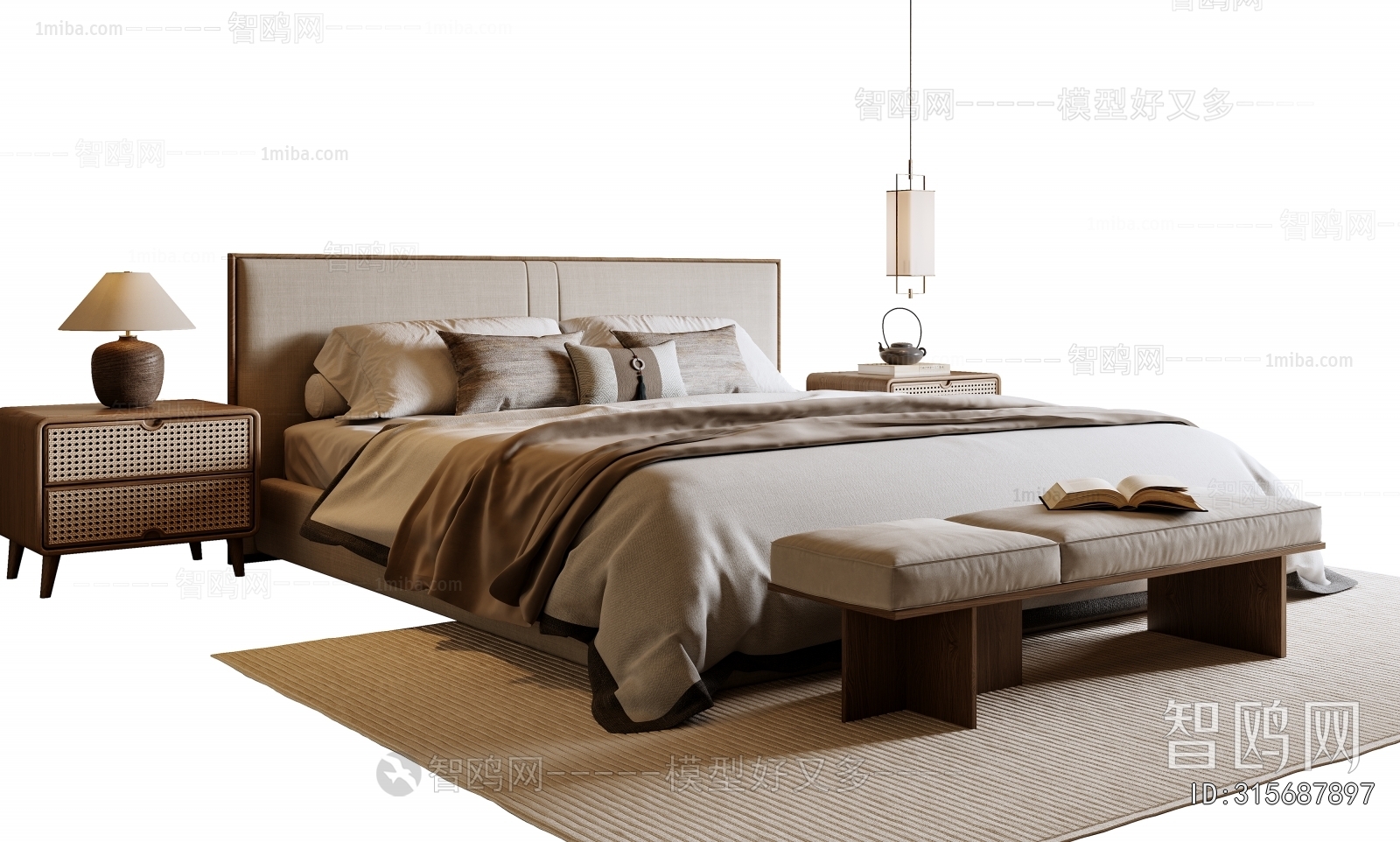 New Chinese Style Double Bed