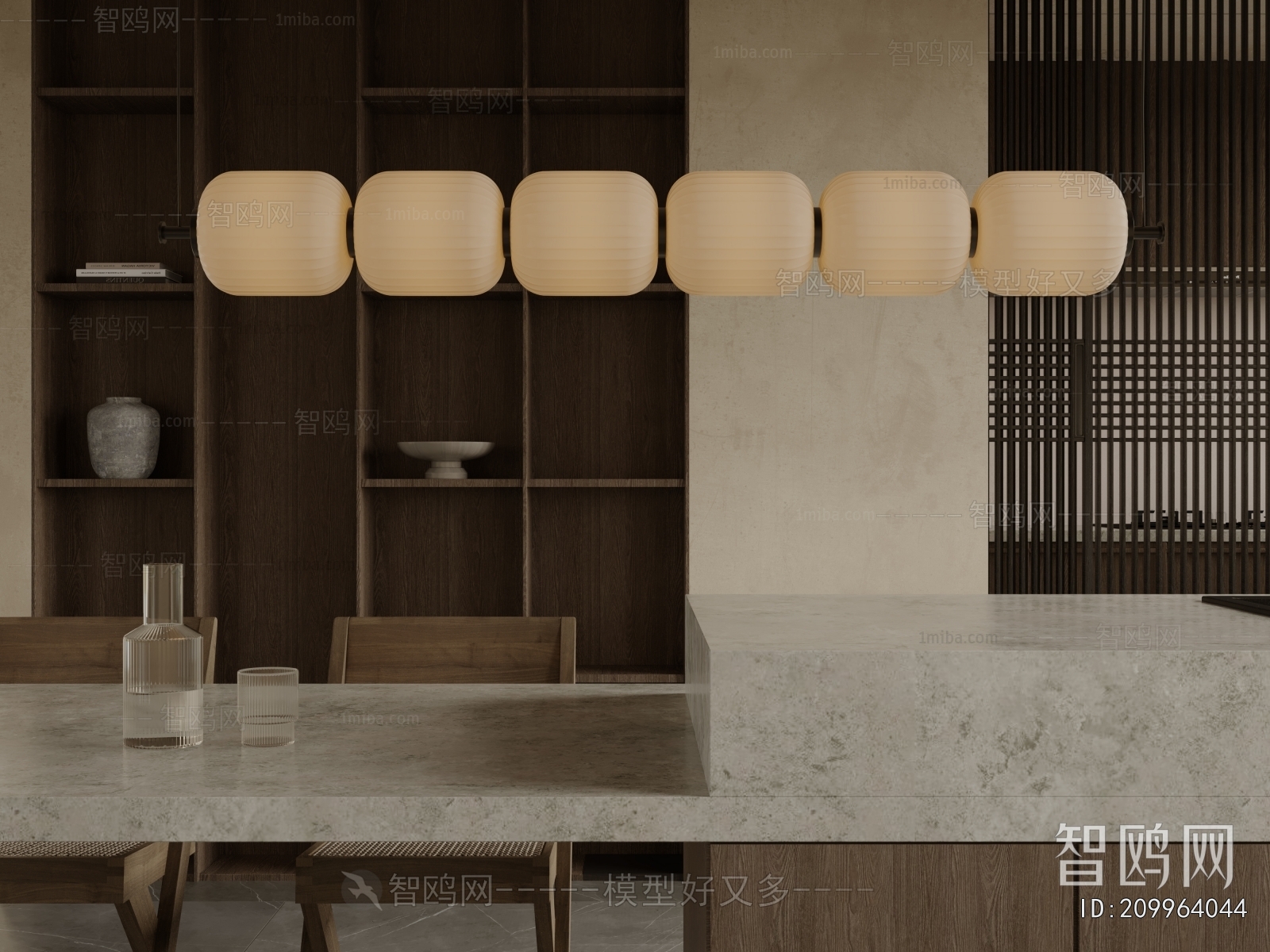 Wabi-sabi Style Long Chandelier