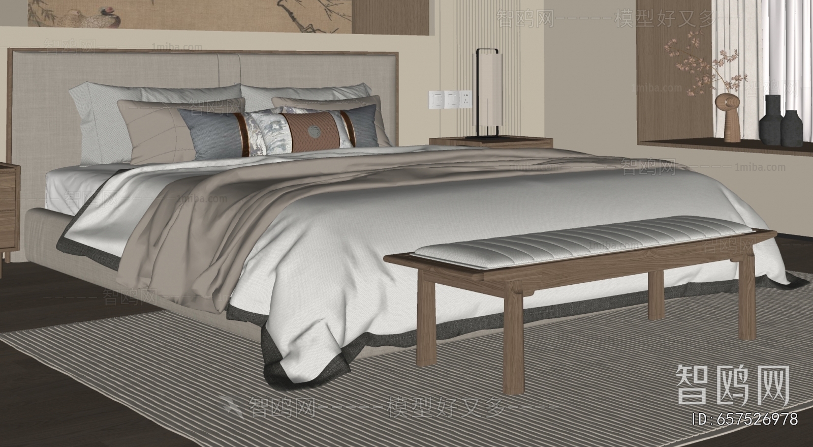 New Chinese Style Double Bed