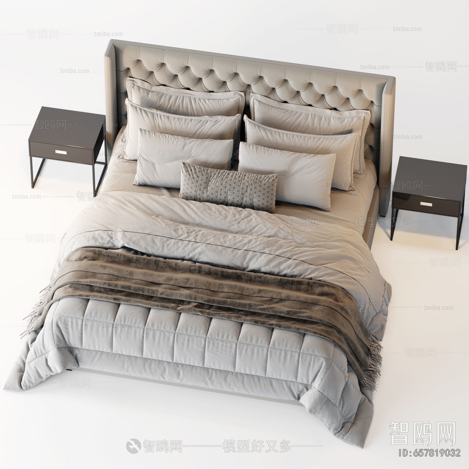 Simple European Style Double Bed