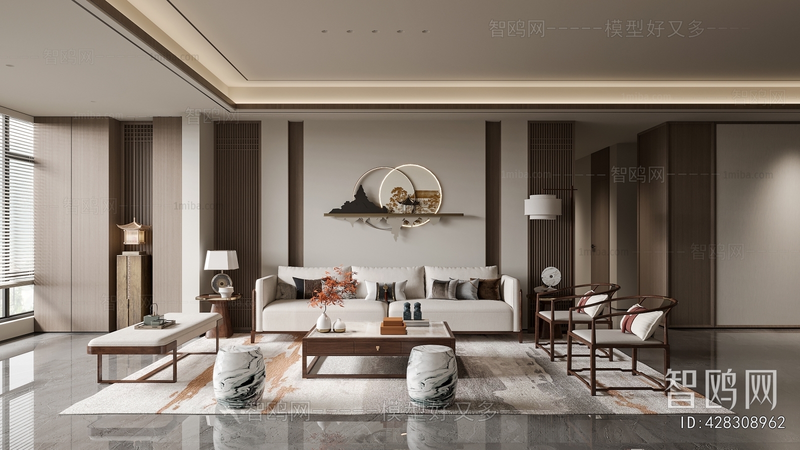 New Chinese Style A Living Room