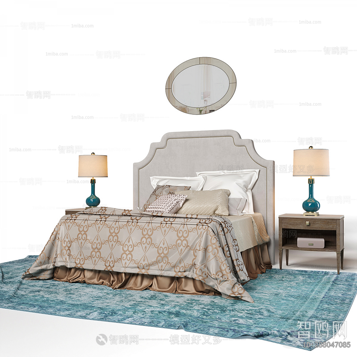 Simple European Style Double Bed