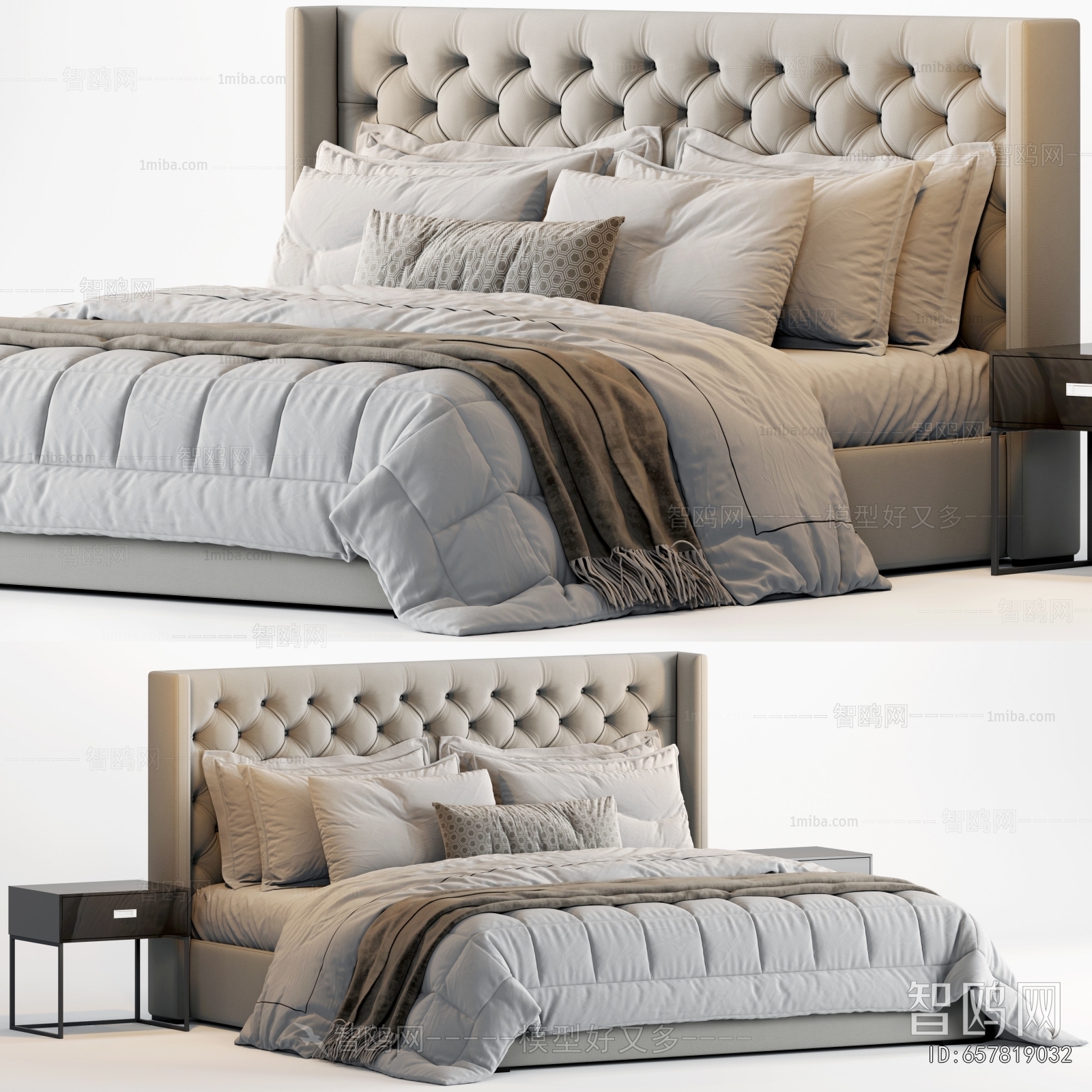 Simple European Style Double Bed