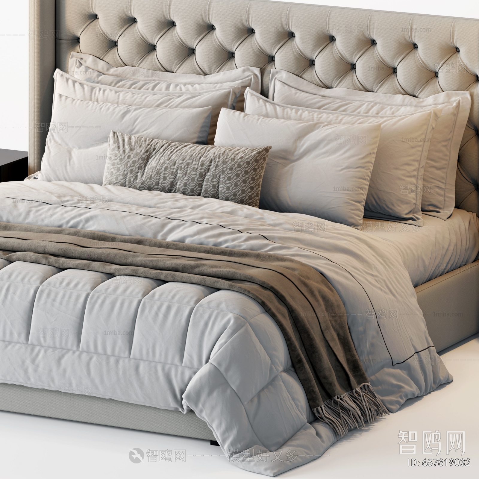 Simple European Style Double Bed