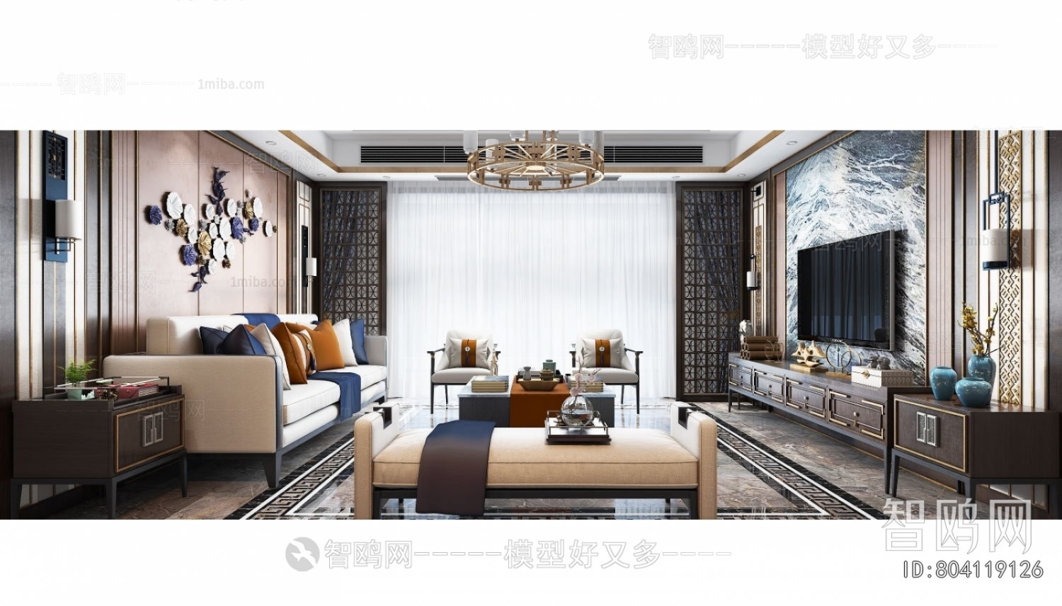 New Chinese Style A Living Room