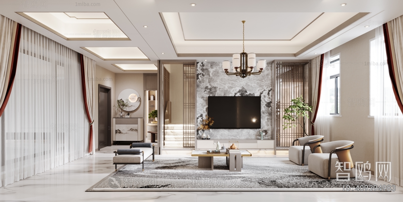 New Chinese Style A Living Room