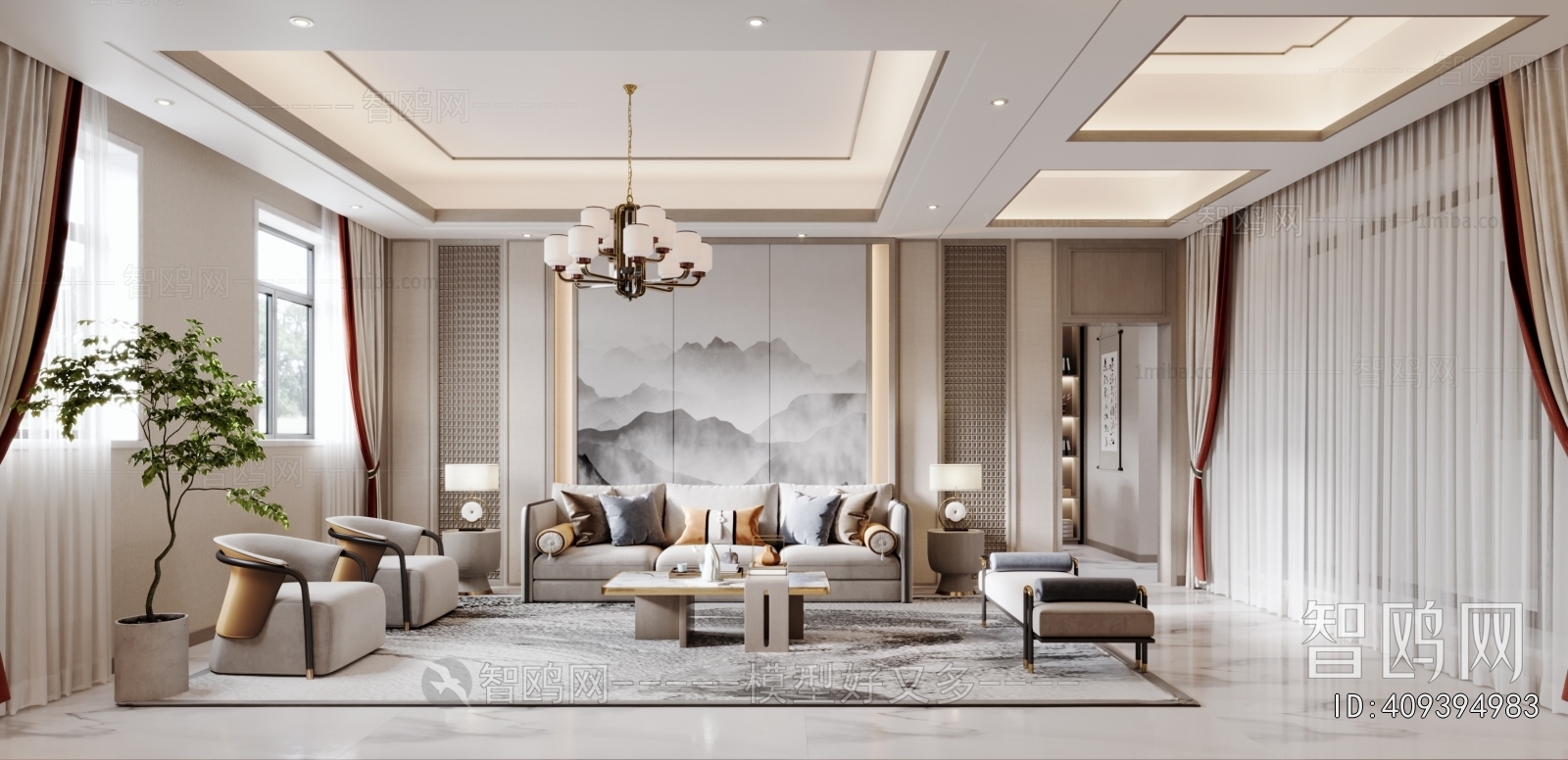 New Chinese Style A Living Room