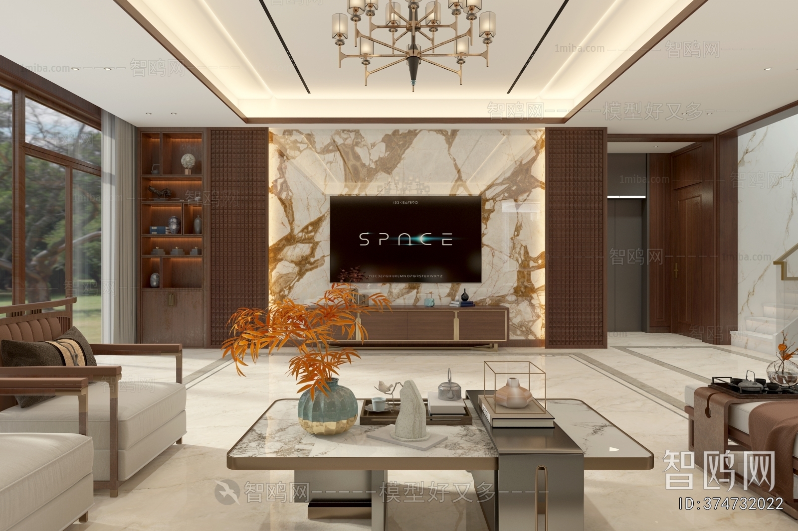 New Chinese Style A Living Room