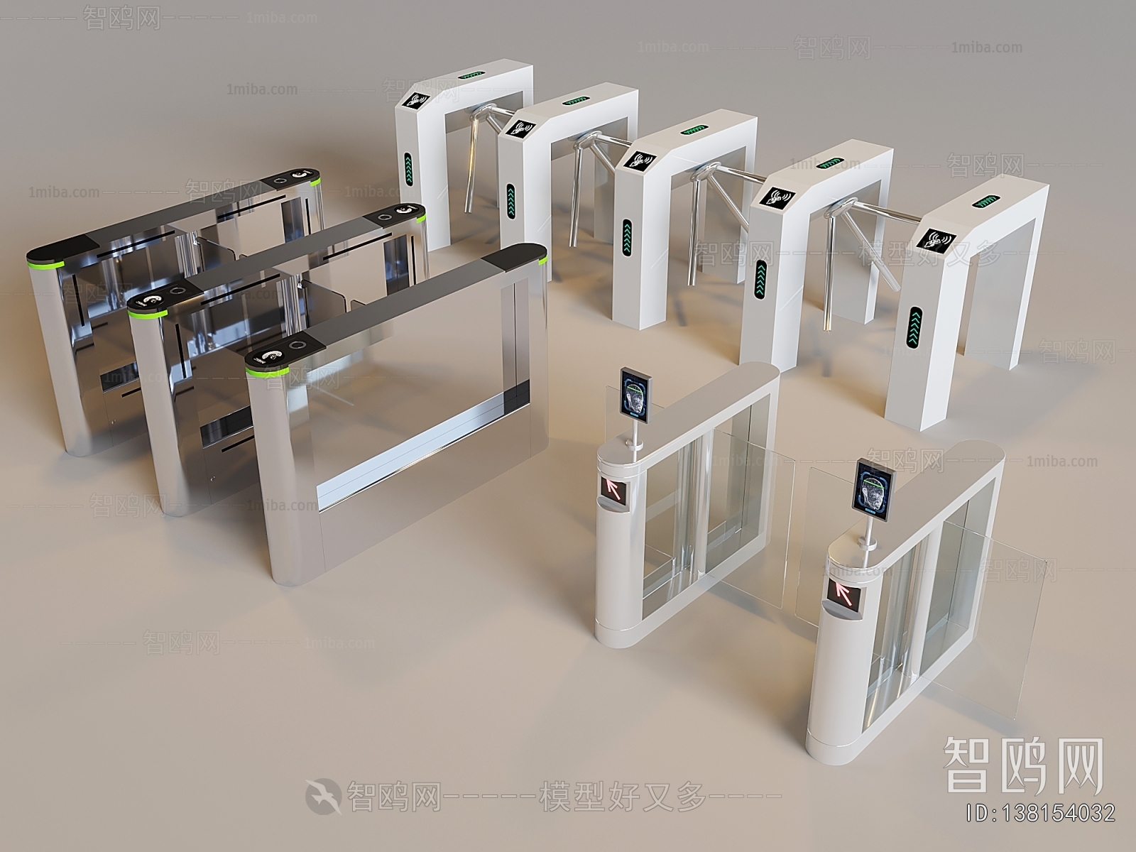 现代自动感应门禁闸机组合