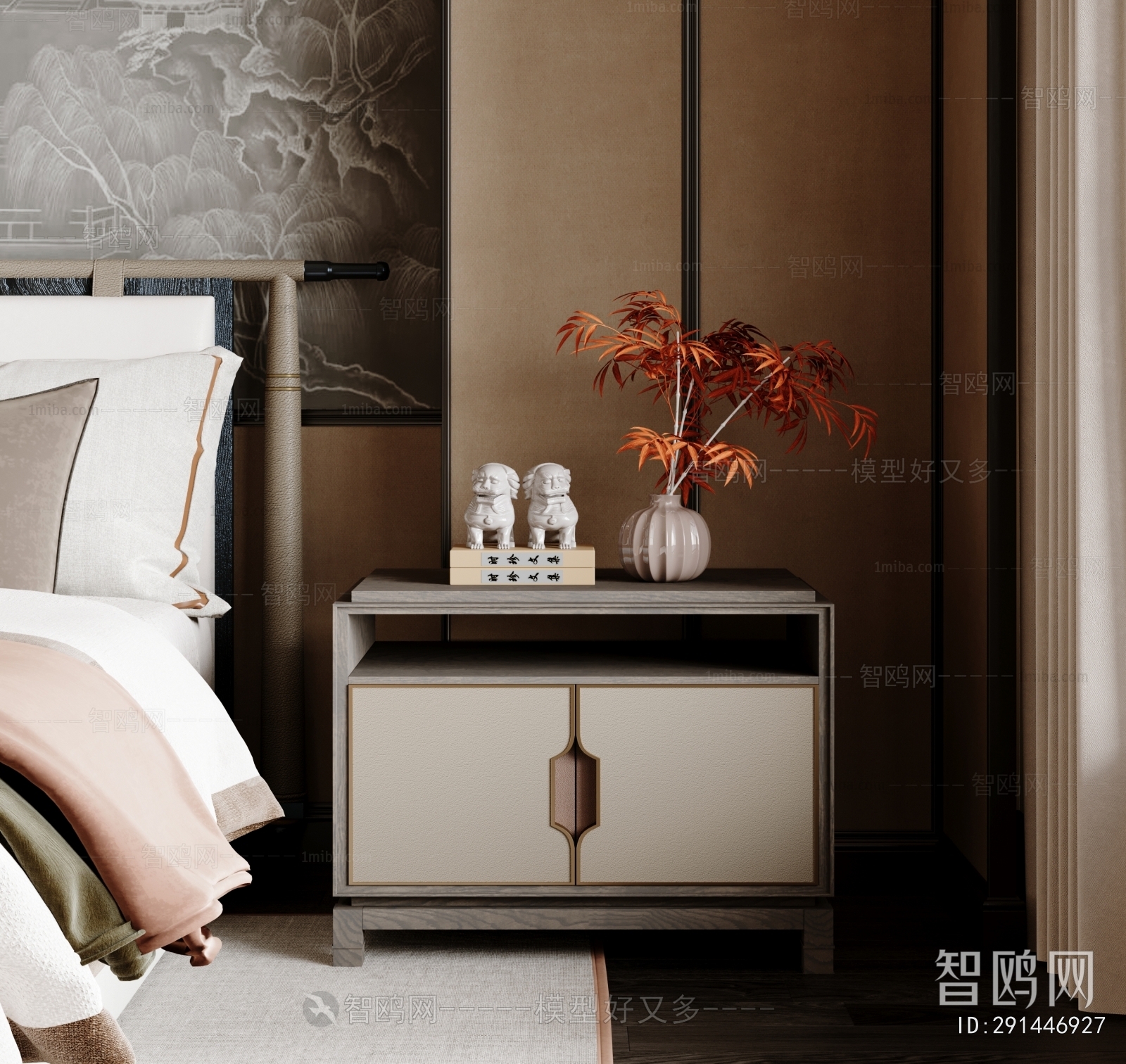 New Chinese Style Bedside Cupboard