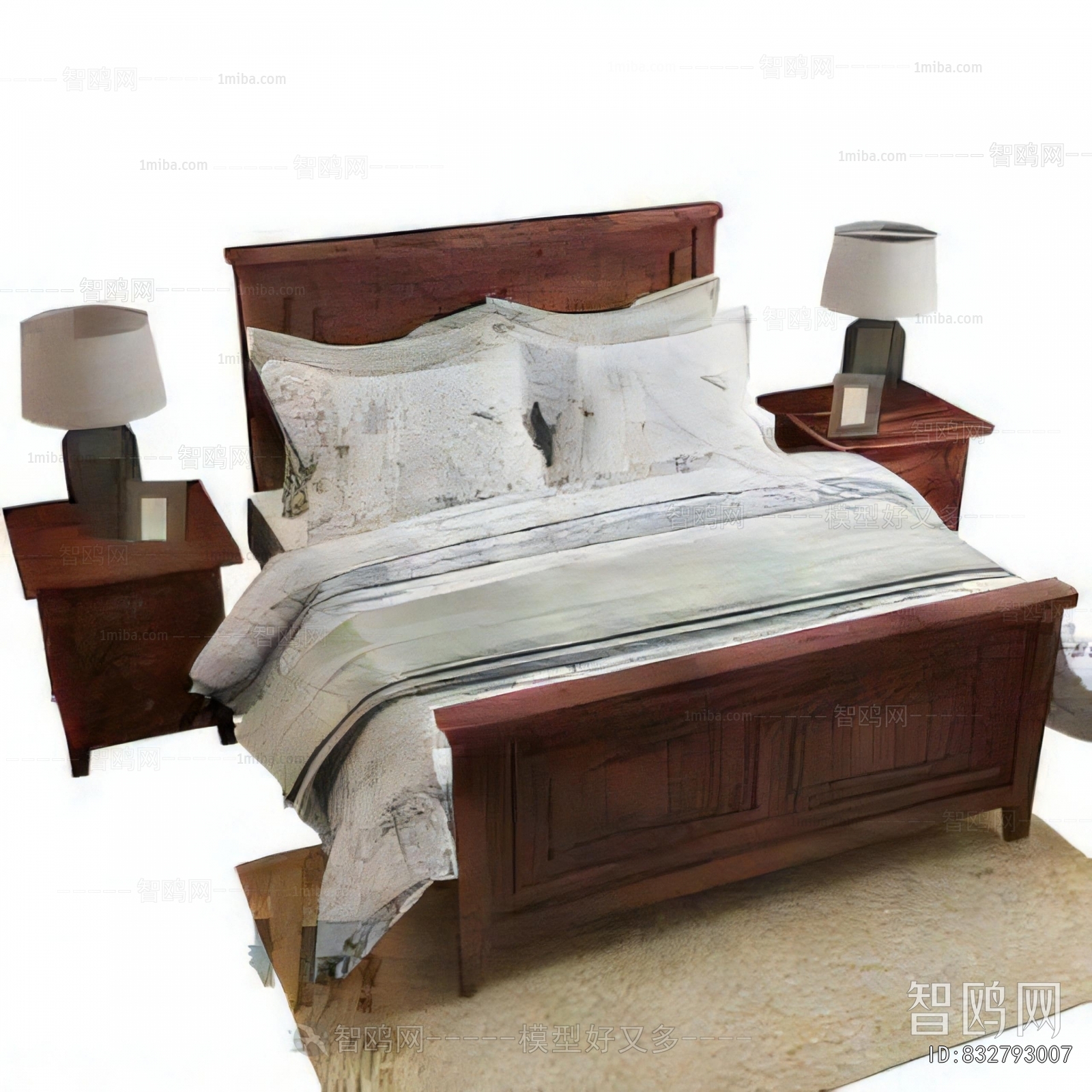 Simple European Style Double Bed