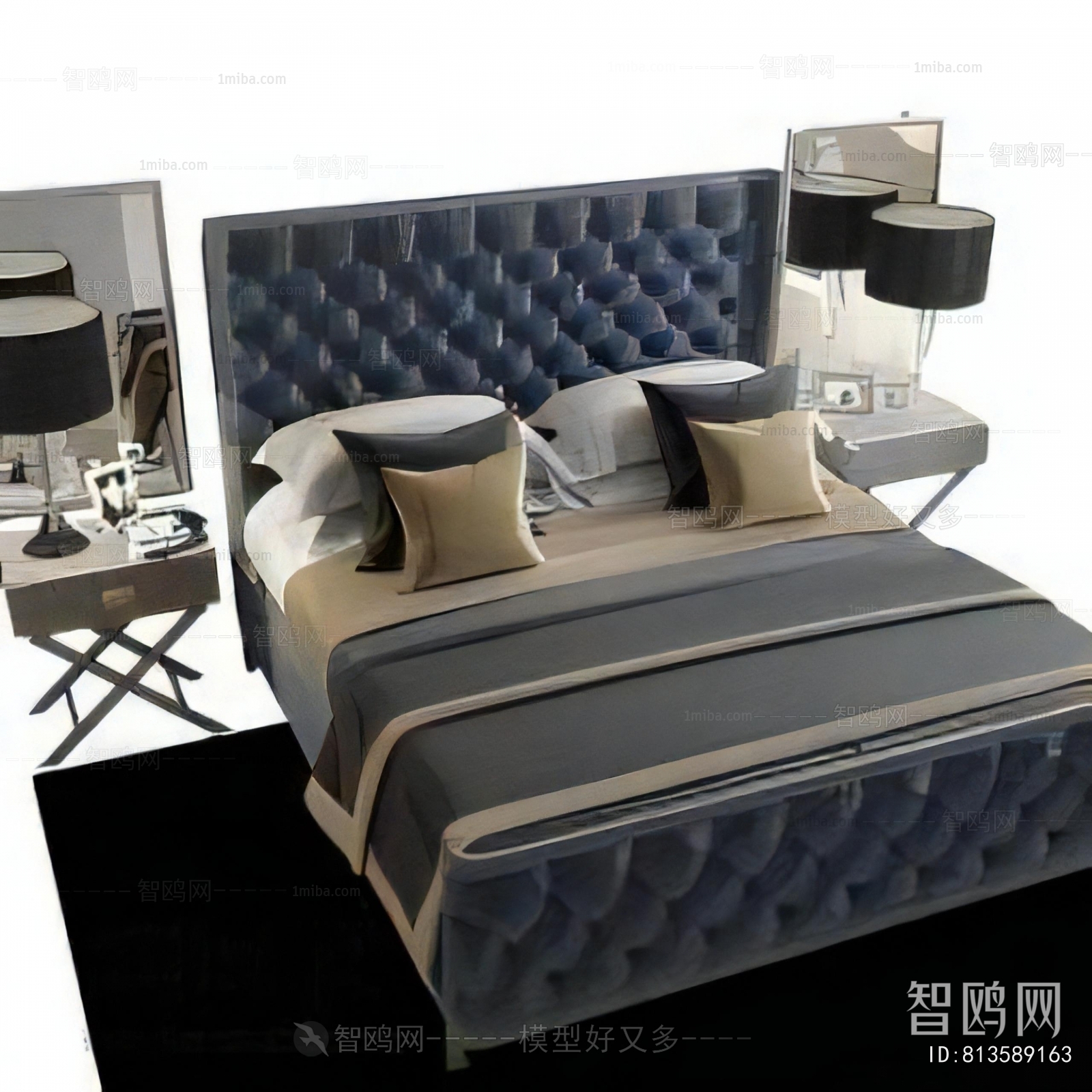 Simple European Style Double Bed