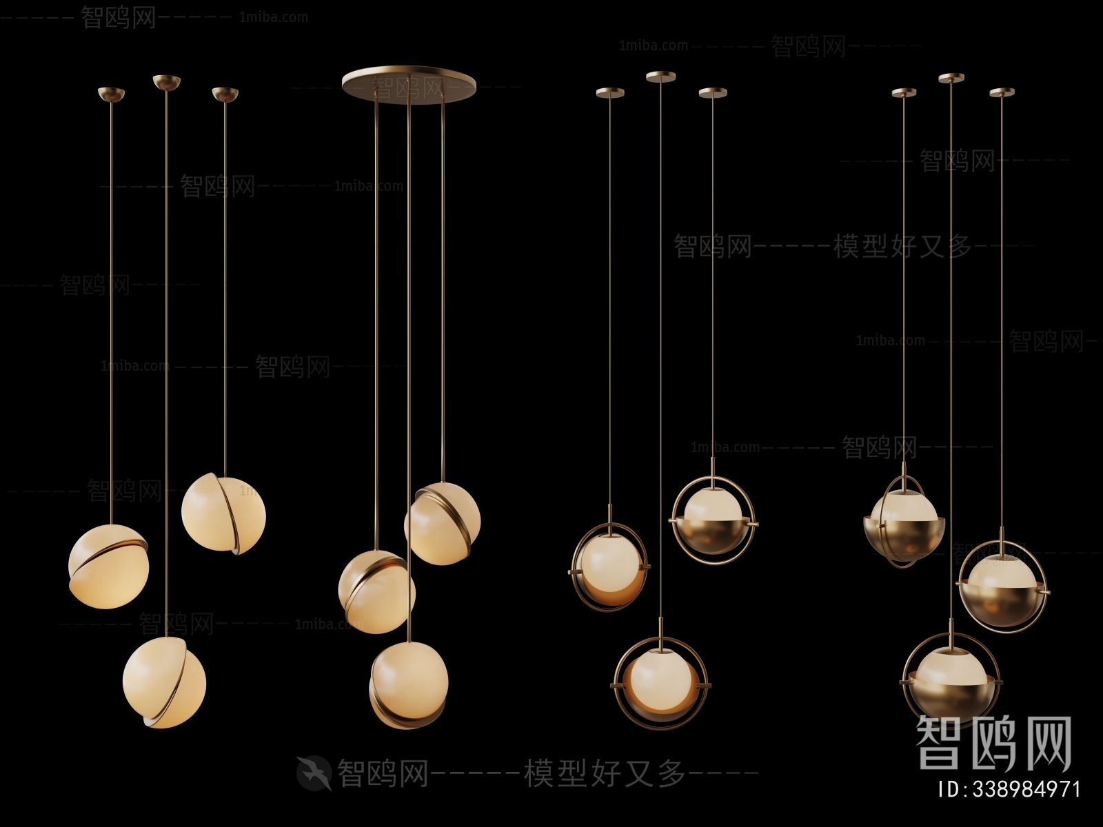现代金属球形小吊灯组合