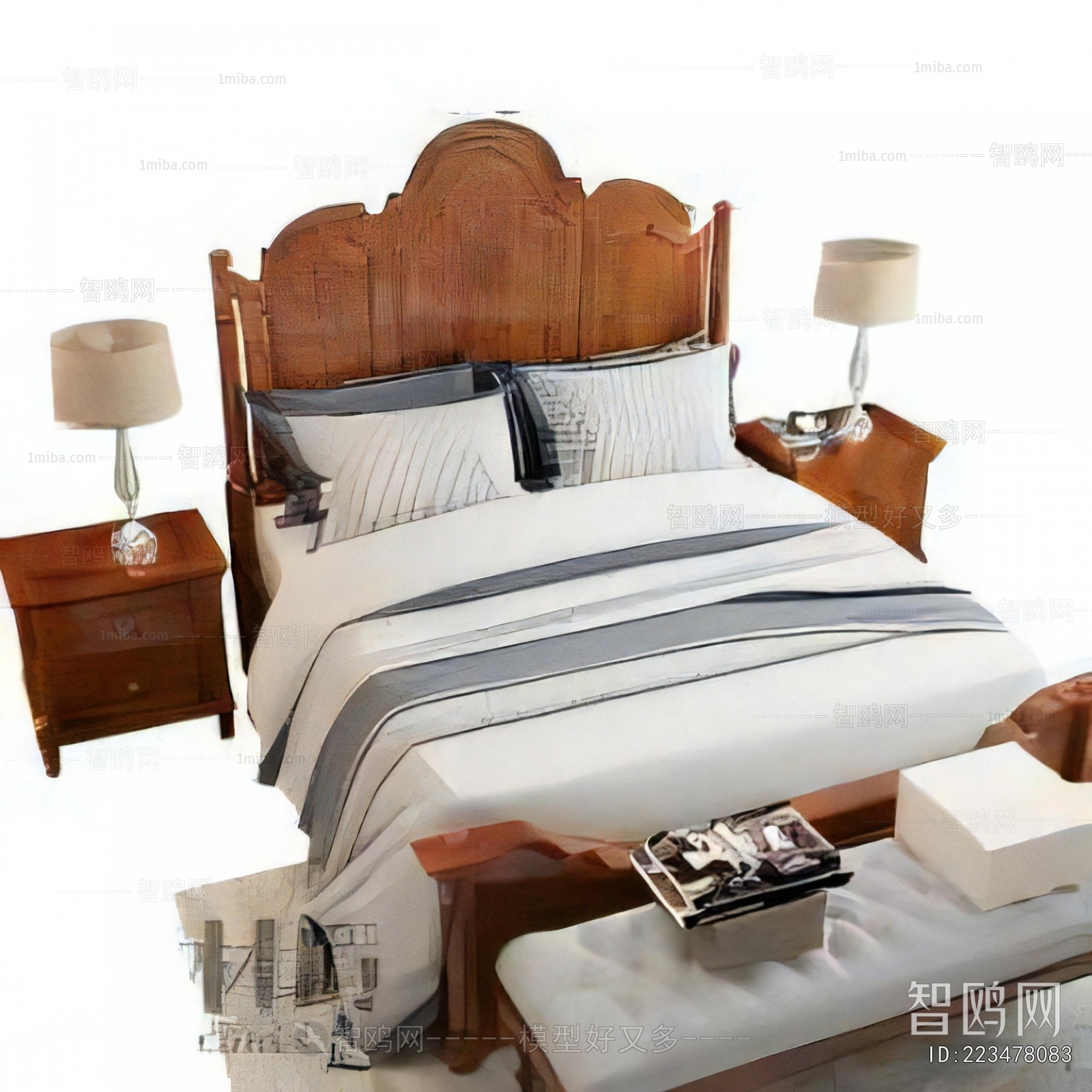 Simple European Style Double Bed