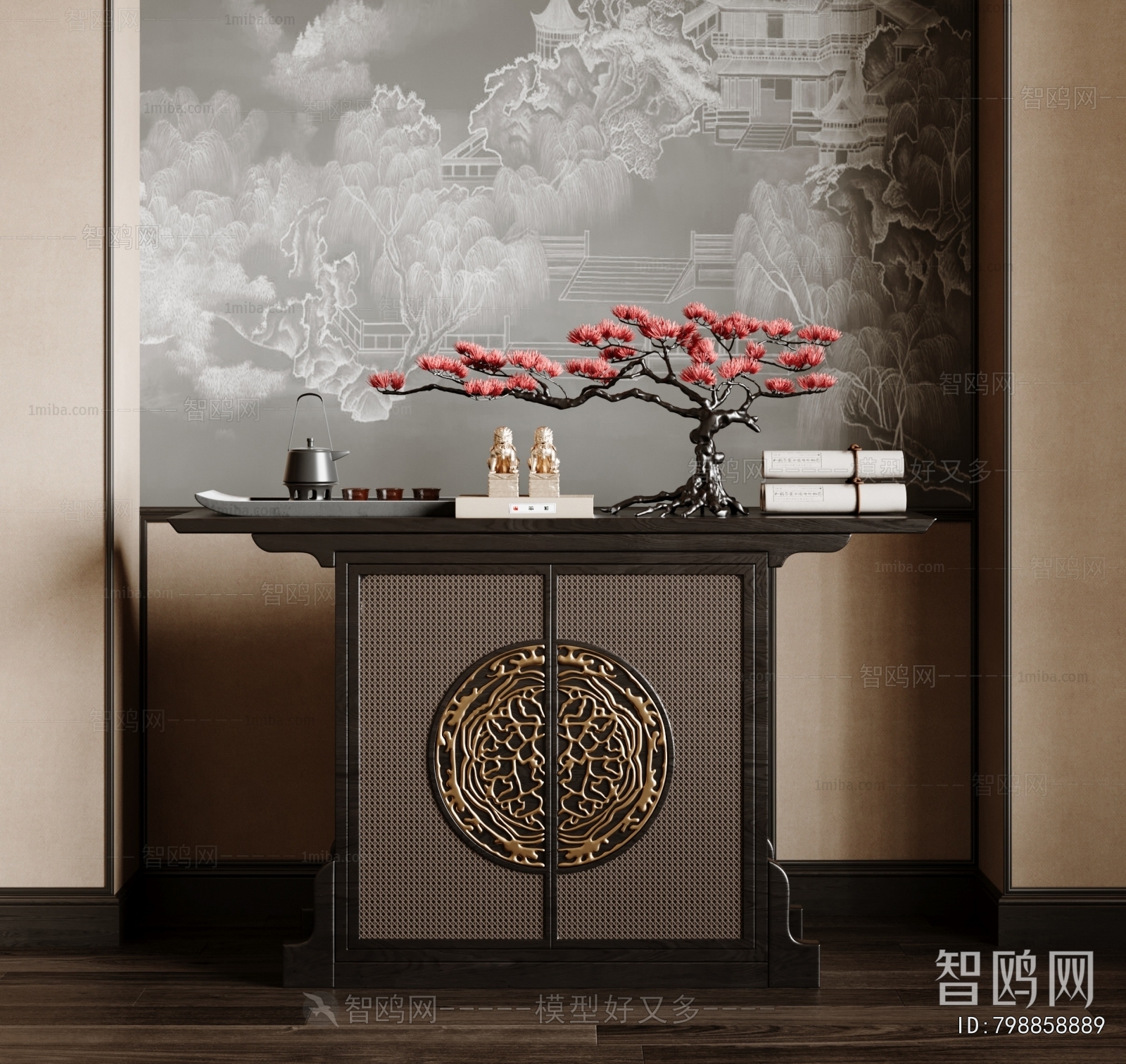 New Chinese Style Entrance Cabinet