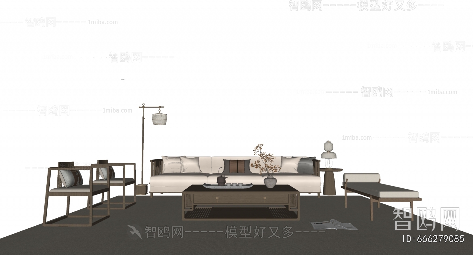 新中式宋式风沙发茶几组合