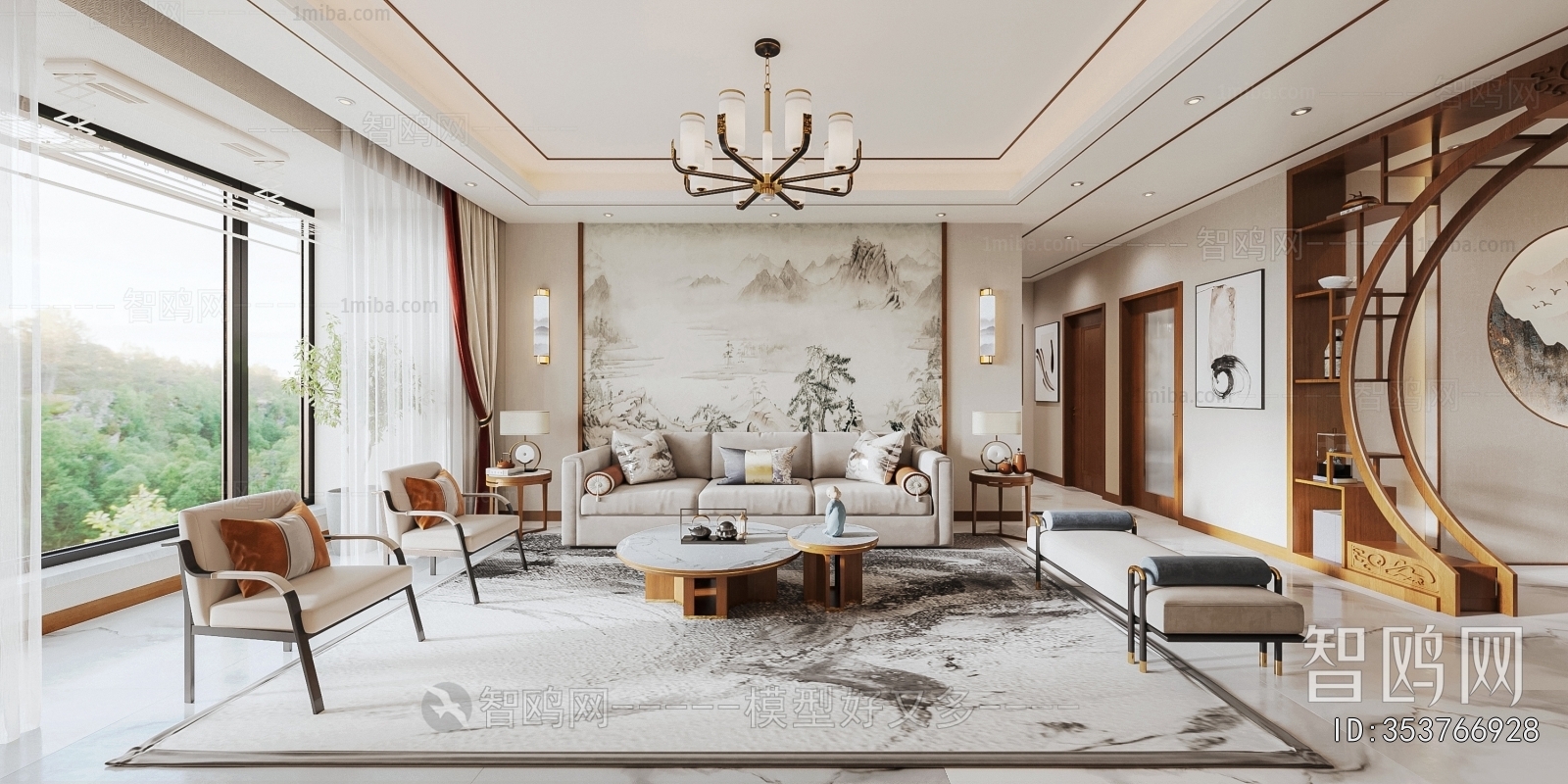 New Chinese Style A Living Room