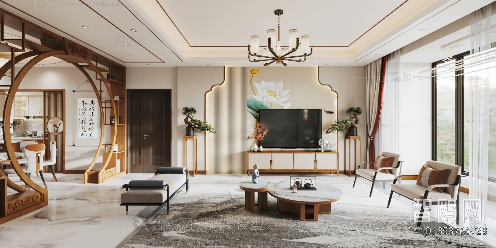 New Chinese Style A Living Room