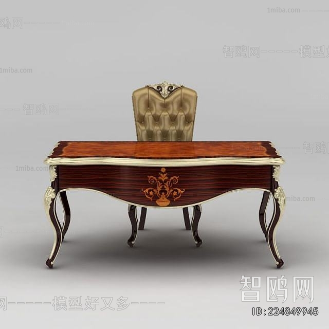 European Style Computer Desk And Chair