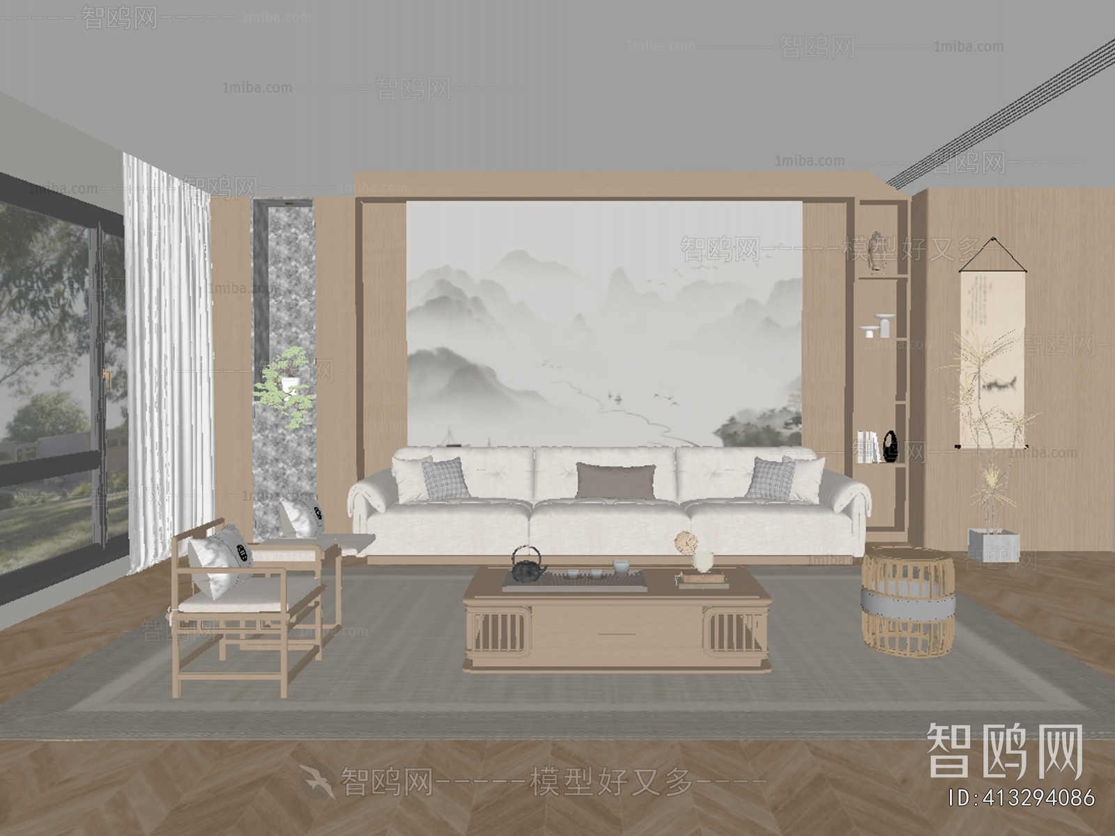 New Chinese Style A Living Room