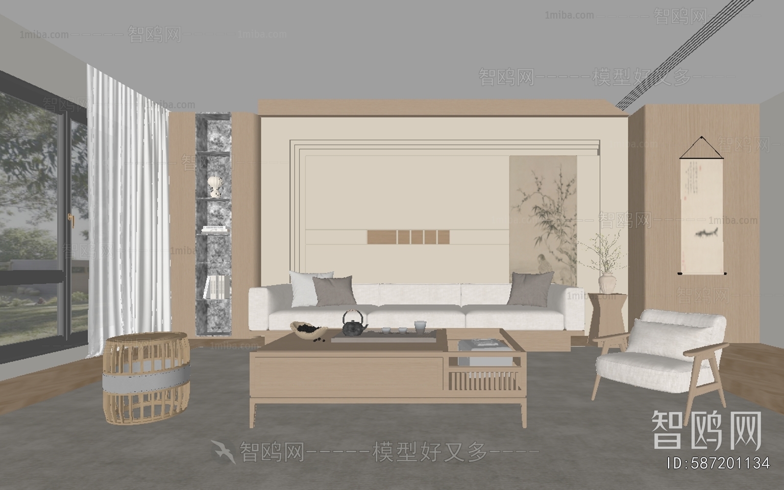 New Chinese Style A Living Room