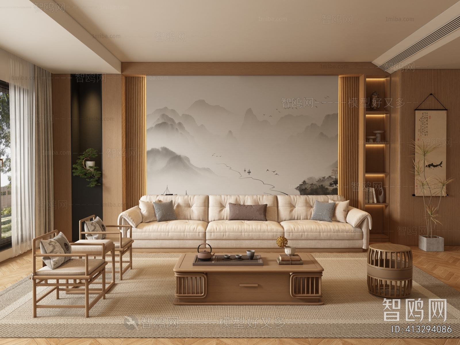 New Chinese Style A Living Room