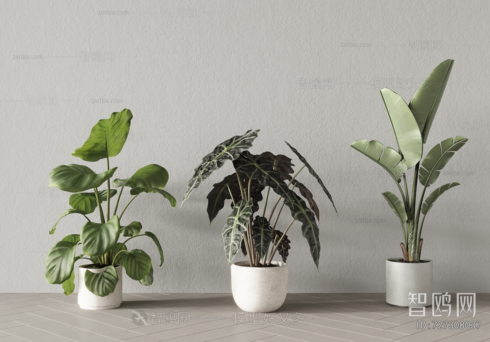 现代落地绿植盆栽组合