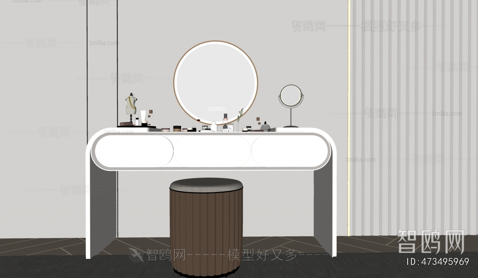 现代奶油风梳妆台