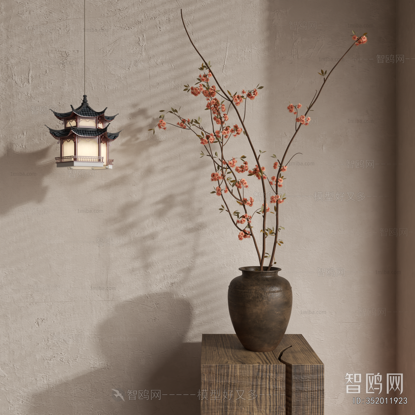 侘寂风花瓶橙色花艺