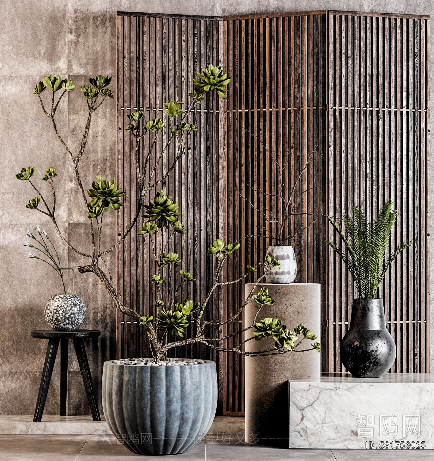 Modern Potted Green Plant