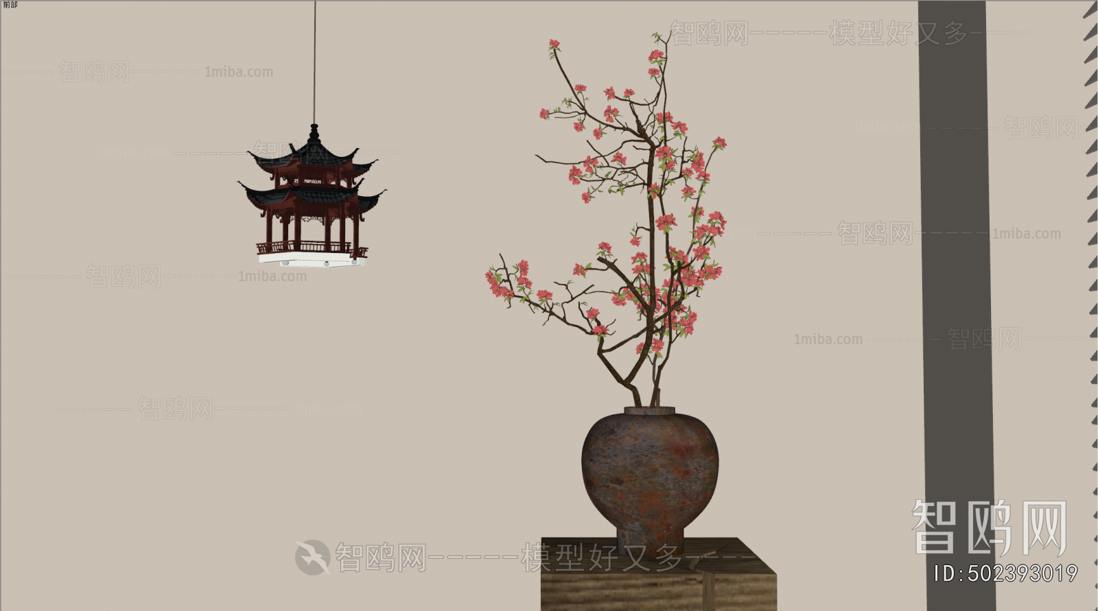 侘寂风花瓶红色花艺