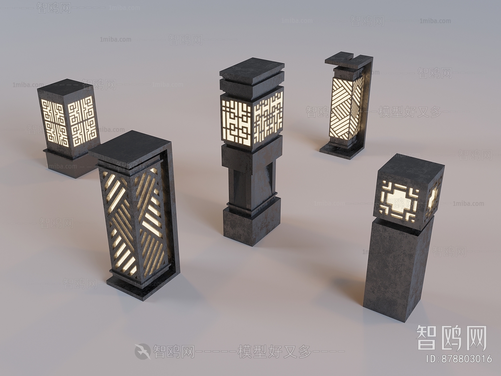 现代户外灯组合