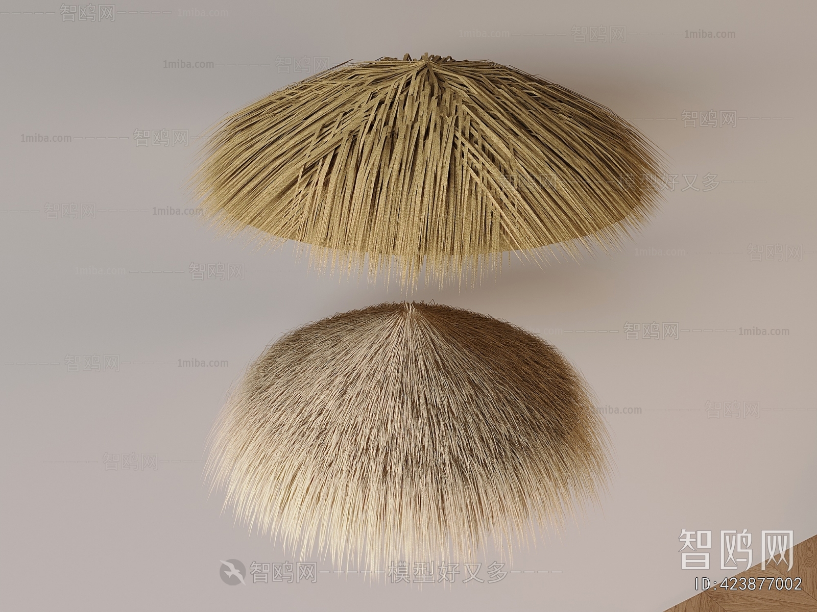 现代茅草遮阳棚组合