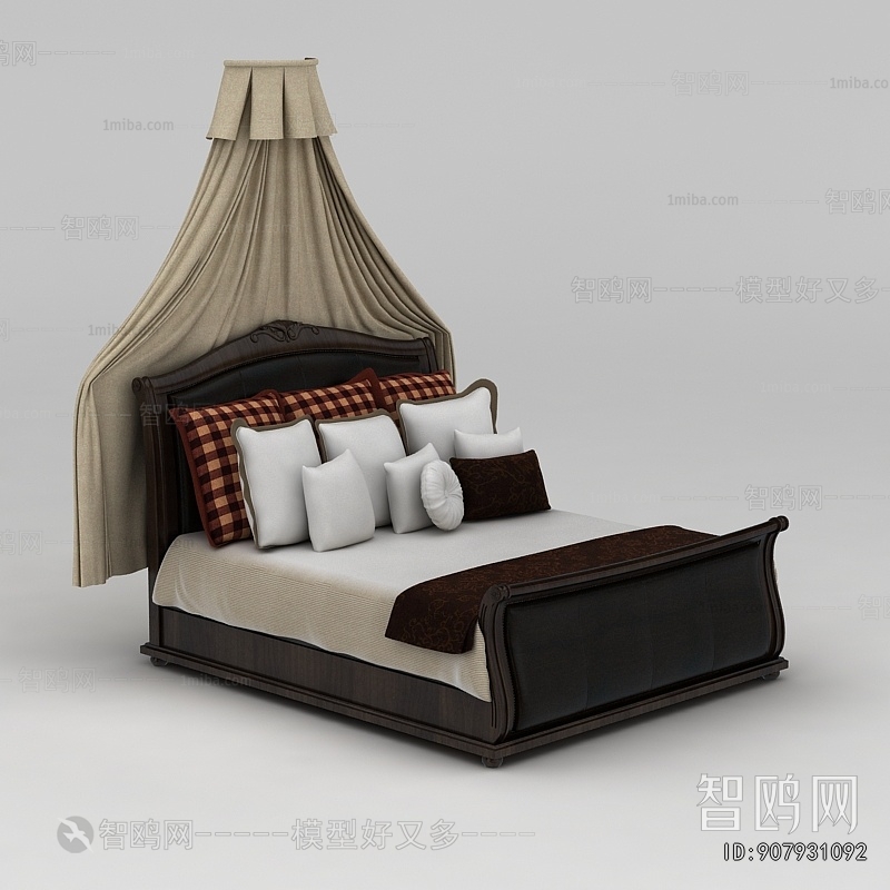 美式复古双人床