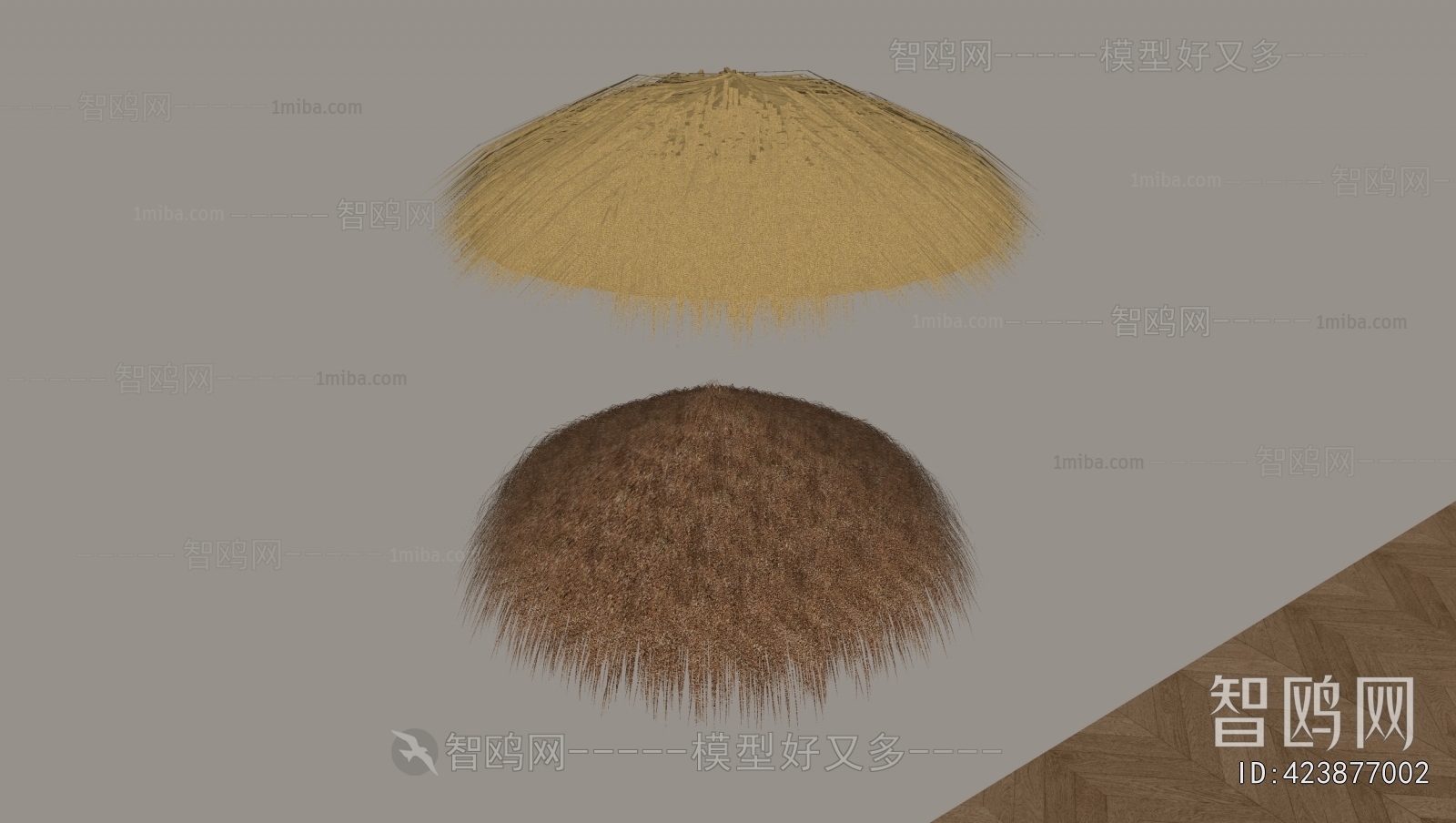 现代茅草遮阳棚组合