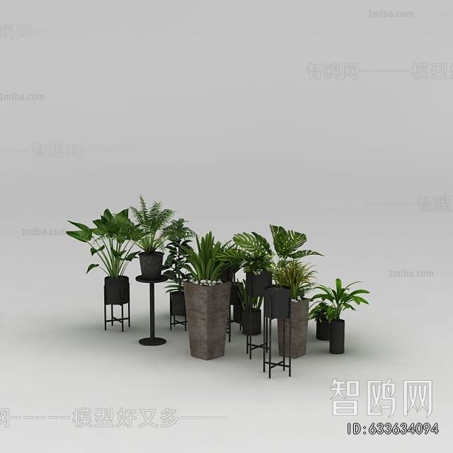 Modern Potted Green Plant