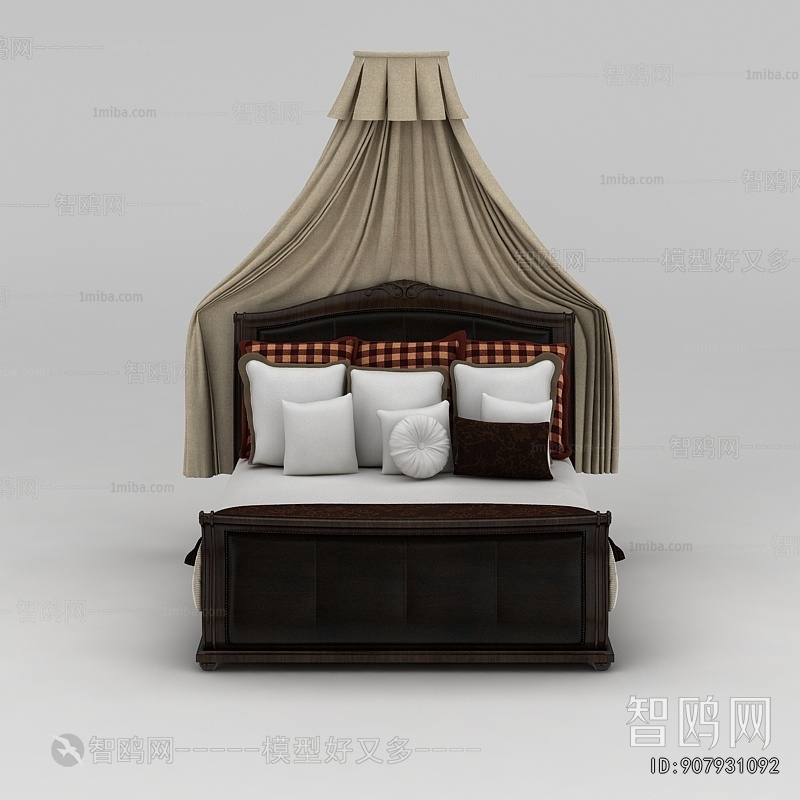 美式复古双人床